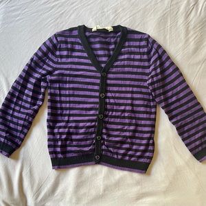 Purple & Black Striped Cardigan